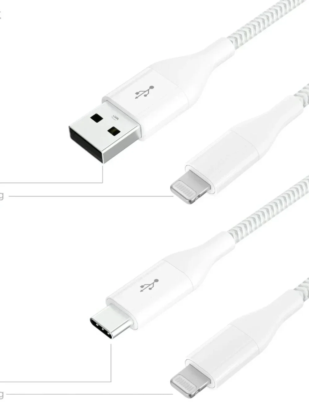 Auto Drive MFI Certified Lightning to USB-C & USB-A (2 Pack), 6ft Cables